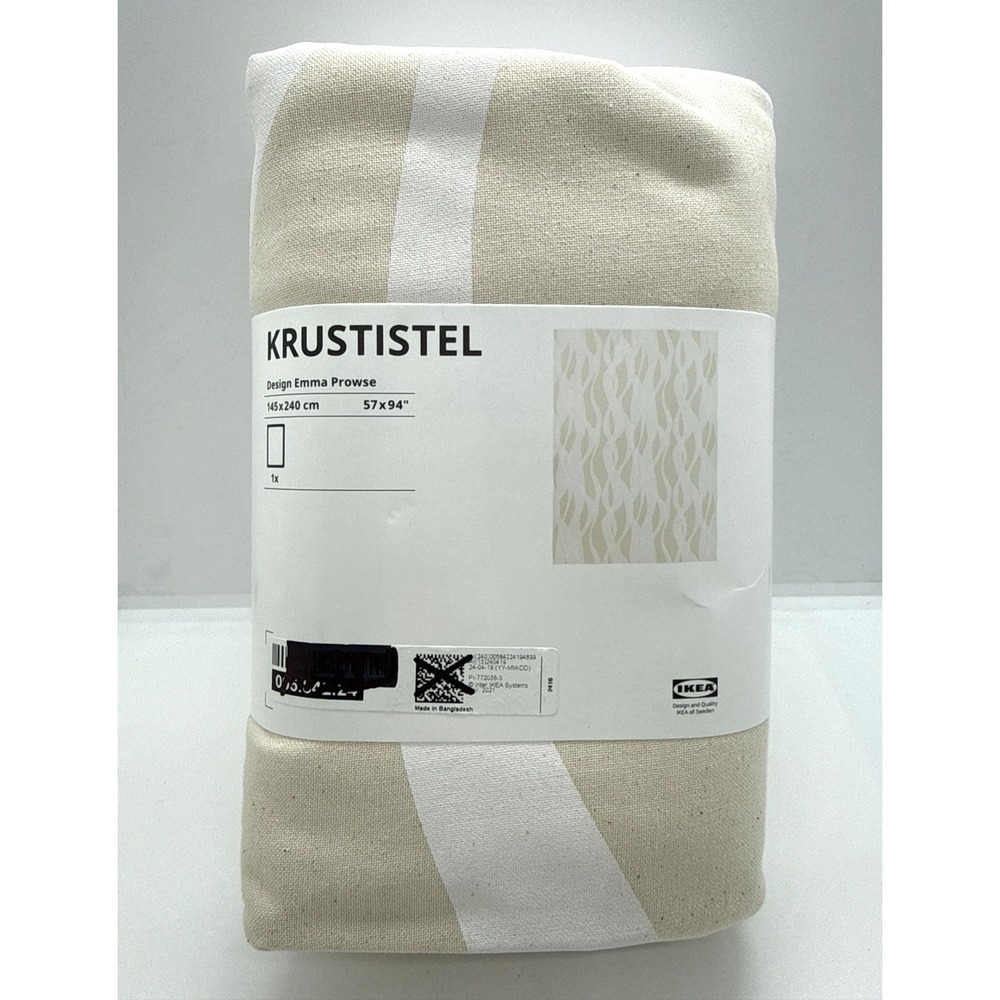 IKEA KRUSTISTEL Tablecloth White Light Beige Patterned 57" x 94" New
